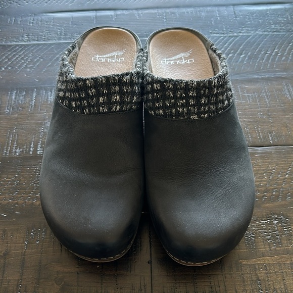 Dansko Size 7.5-8/38 Bev Black Nubuck Leather Clogs Mule Nursing Shoes Medical - Picture 7 of 16